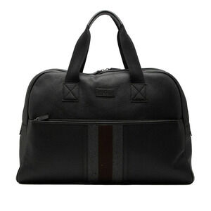 Gucci Sherry Boston Bag Black Gray Brown Leather